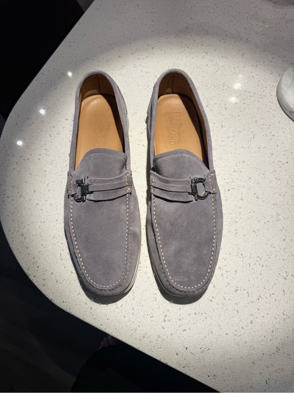 Men's Suede Gray Ferragamo Loafers